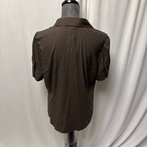 Geoffrey Beene Sport Button-Up Shirt Womens Sz XL Brown Stretch Short Sleeve NEW - Picture 4 of 8
